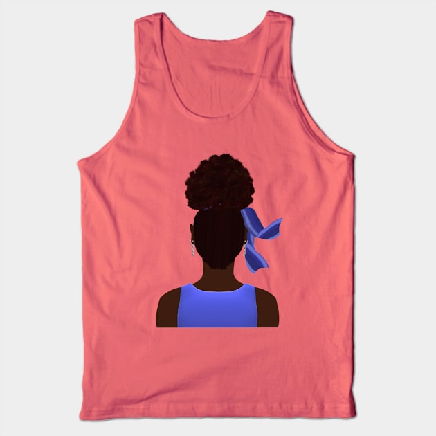 High Afro Puff Ponytail (Gray Background) Tank Top by Art By LM Designs 